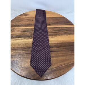 DNKY Men's Burgundy White Design 100% Silk Tie